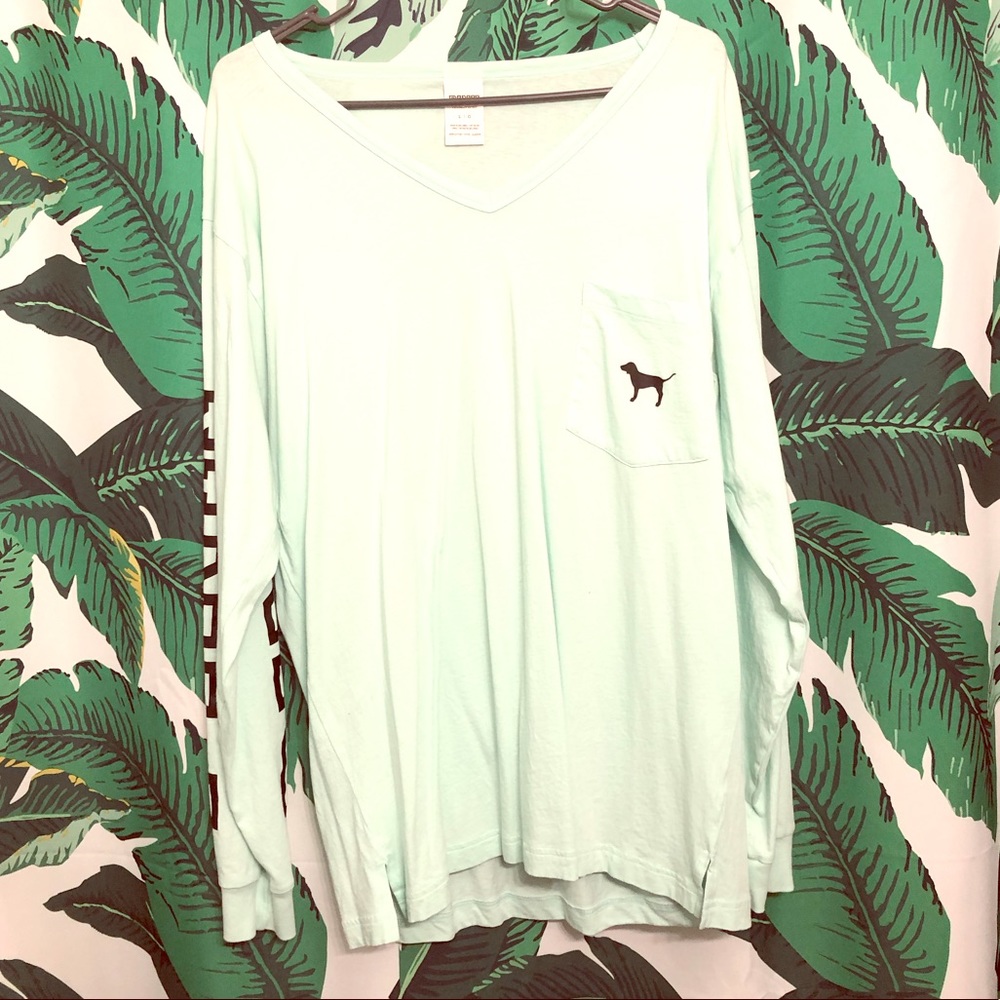 PINK Campus Long Sleeve Tee Mint
